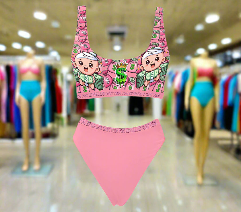 'Money Bags' - Sport Top & High-Waisted Bikini v1