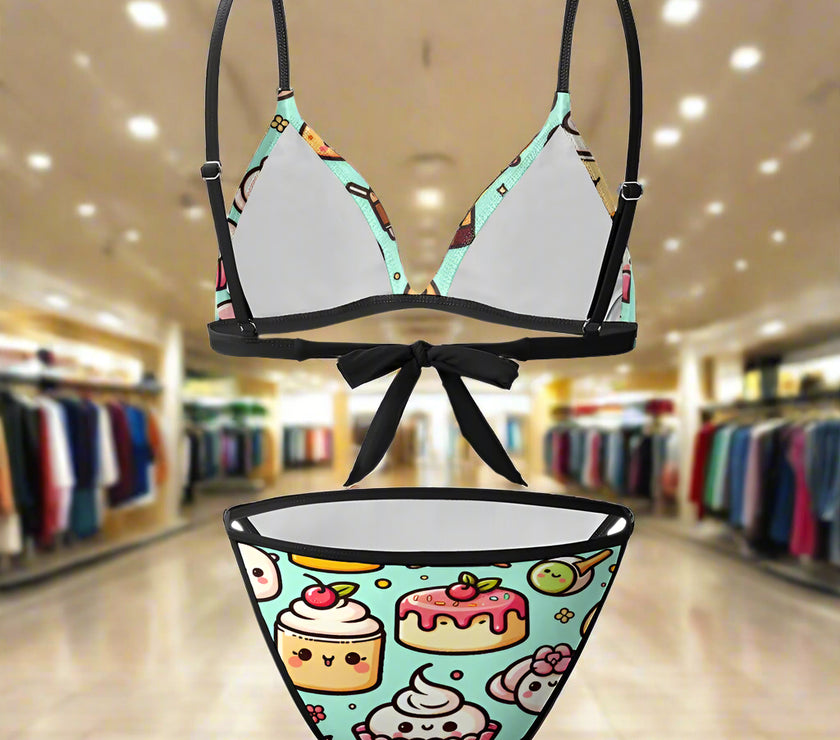 'Cupcake' - Bikini Swimsuit Black Strap v1