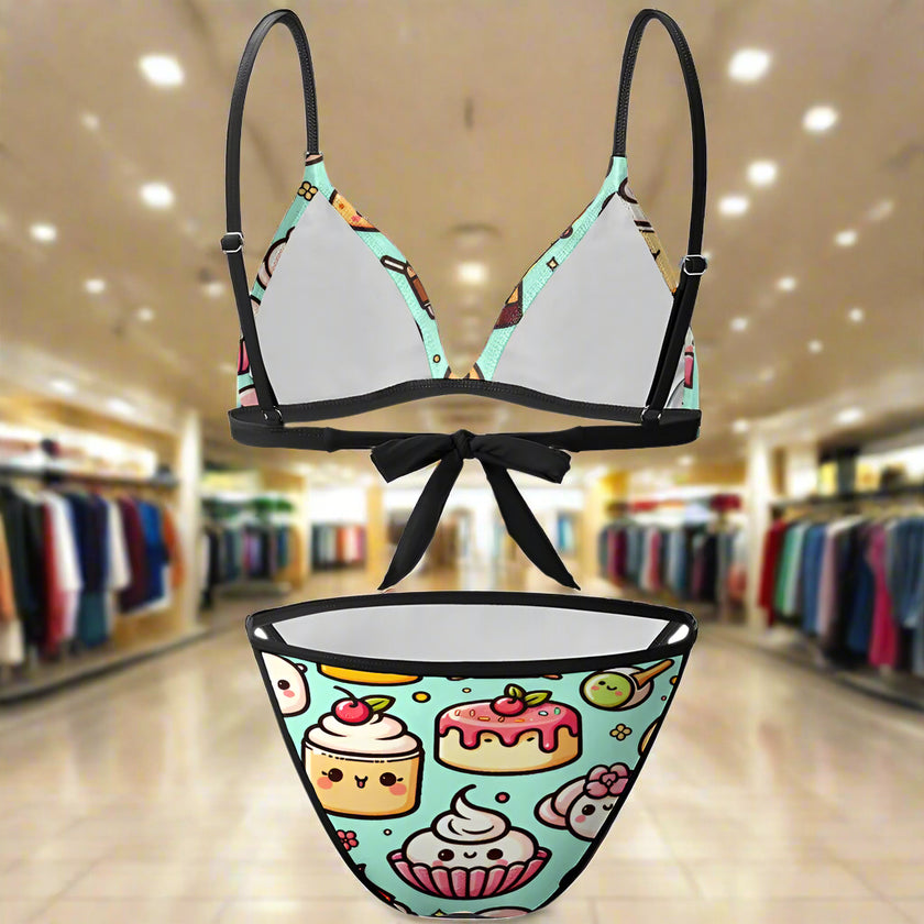 'Cupcake' - Bikini Swimsuit Black Strap v1