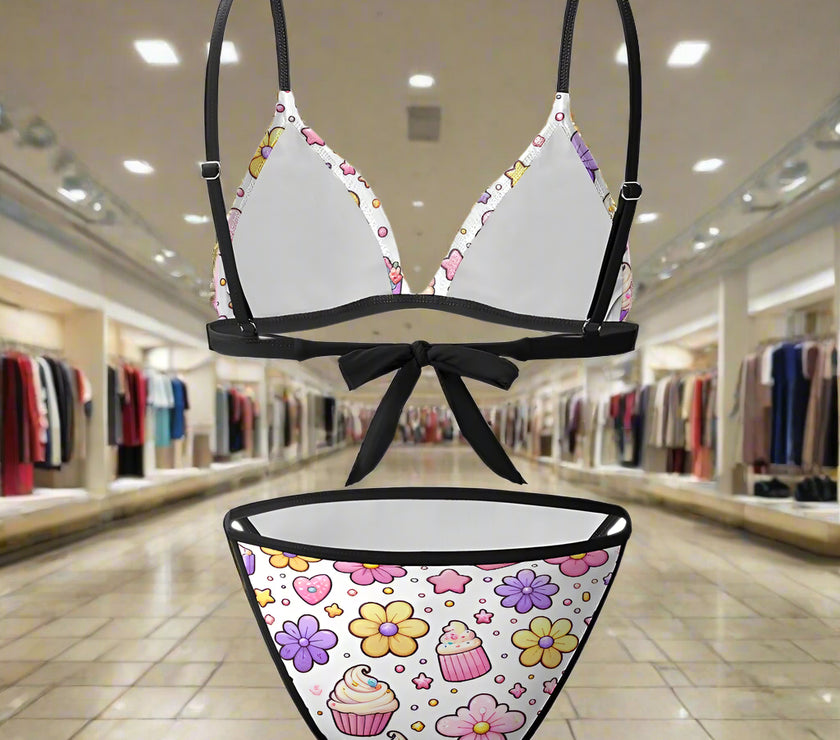 'Cupcake' - Bikini Swimsuit Black Strap v7