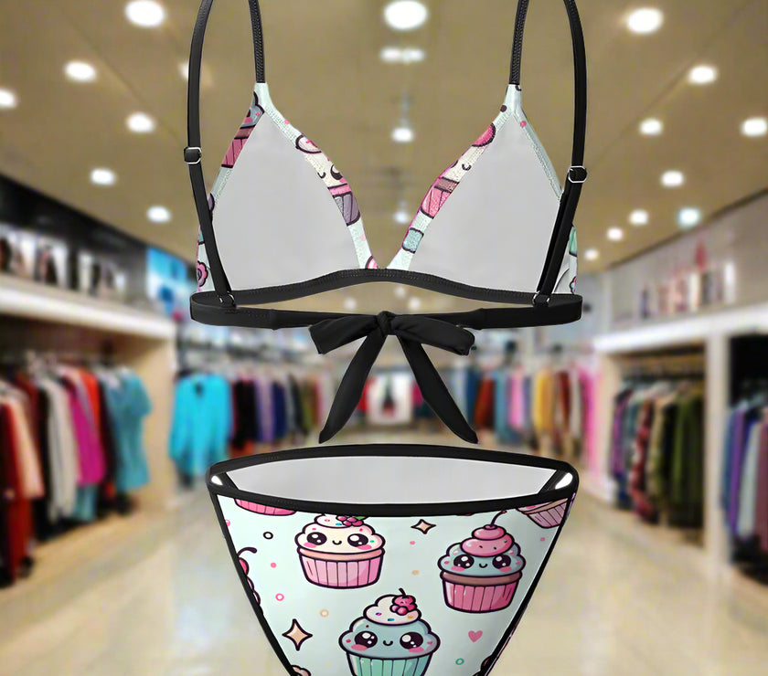 'Cupcake' - Bikini Swimsuit Black Strap v5
