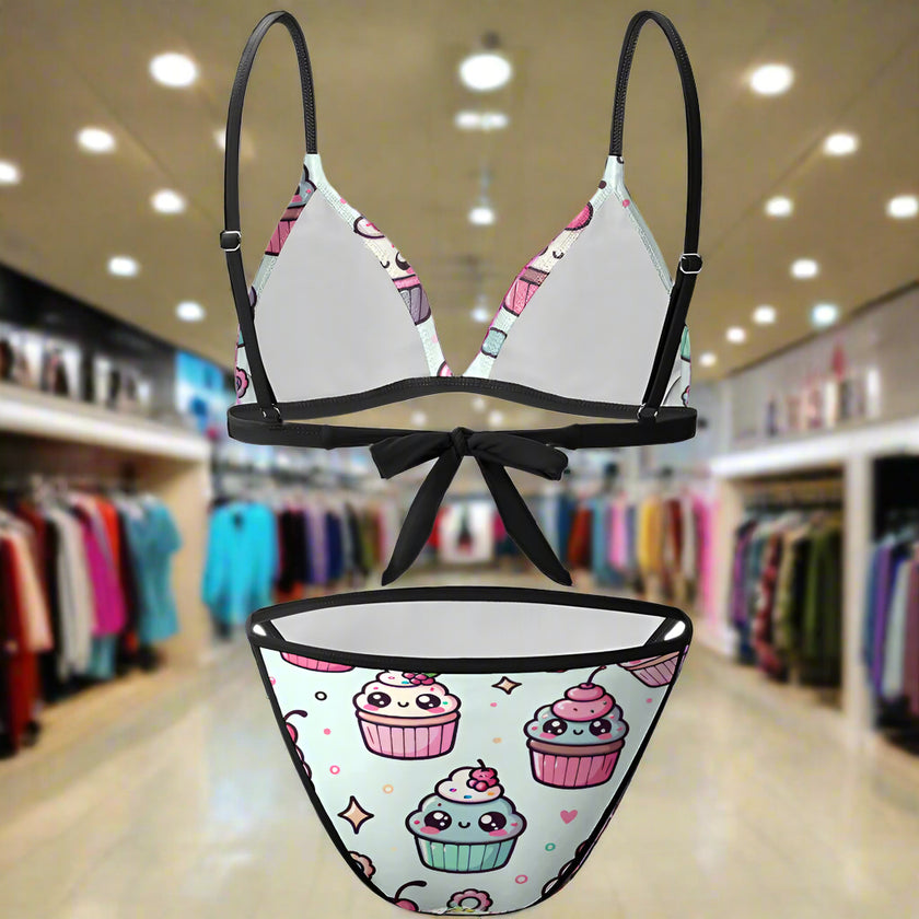 'Cupcake' - Bikini Swimsuit Black Strap v5